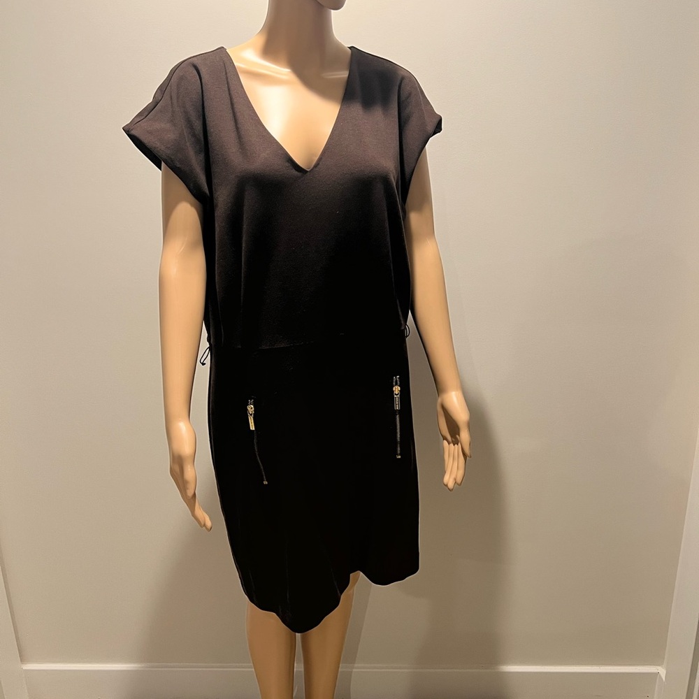 Brown Gold Zipper Dress